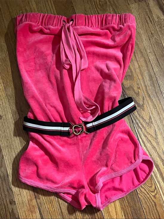 Juicy Couture Pants - RARE retro velour juicy couture belted tube top romper with tags